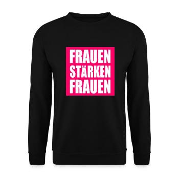 frauen stärken frauen - Unisex Pullover - Schwarz - Vorne - Alina (178cm) & Michal (187cm)