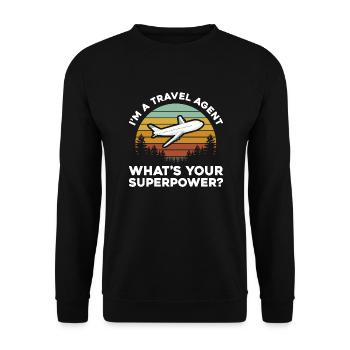 I'm a Travel agent What is your Superpower - Unisex Sweatshirt - black - Front - Alina (178cm) & Michal (187cm)