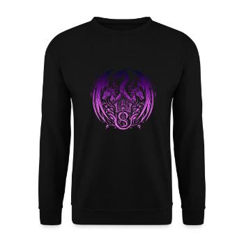 Fantasy-Drache, Anime-Drachenkopf, mythische Reptilienmagie - Unisex Pullover - Schwarz - Vorne - Alina (178cm) & Michal (187cm)