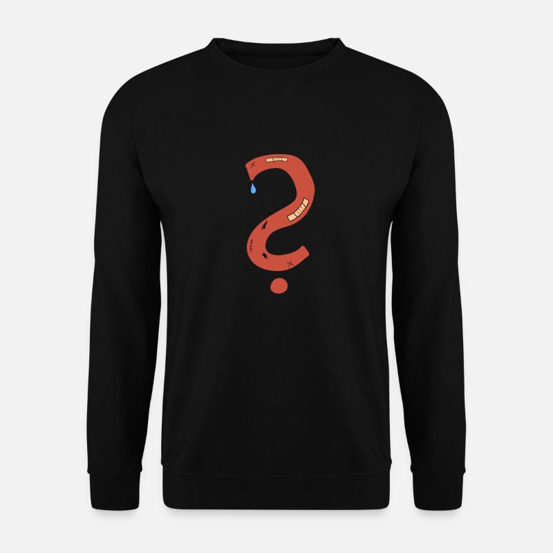 Fragezeichen Narben traurig pflaster - Unisex Pullover - Schwarz