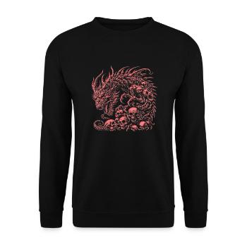 Fantasy-Drache, Anime-Drachenkopf, mythische Reptilienmagie - Unisex Pullover - Schwarz - Vorne - Alina (178cm) & Michal (187cm)