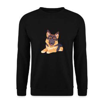 Berger allemand chiot couché grands yeux - Sweat-shirt Unisexe - noir - Devant - Alina (178cm) & Michal (187cm)