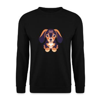 Teckel Dachshund Chiot Grandes Oreilles - Sweat-shirt Unisexe - noir - Devant - Alina (178cm) & Michal (187cm)