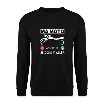 Ma moto m'appelle je dois y aller - Sweat-shirt Unisexe - noir - Devant - Alina (178cm) & Michal (187cm)