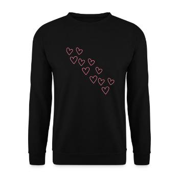 muster herzen herz symbol liebe rosa - Unisex Pullover - Schwarz - Vorne - Alina (178cm) & Michal (187cm)