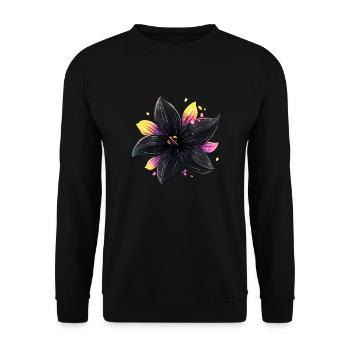 Black Flower - Unisex Pullover - Schwarz - Vorne - Alina (178cm) & Michal (187cm)