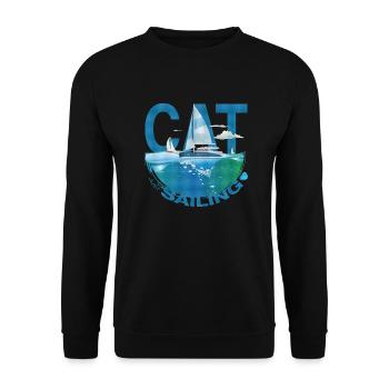 Cat / Catamaran - Just Sailing - Katamaran - Unisex Sweatshirt - black - Front - Alina (178cm) & Michal (187cm)
