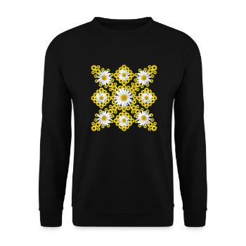 Fleurs de marguerites et tournesols florissants floraux - Sweat-shirt Unisexe - noir - Devant - Alina (178cm) & Michal (187cm)