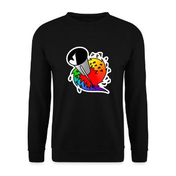 Regenbogen Rakete : Sticky Queer Pride - Unisex Pullover - Schwarz - Vorne - Alina (178cm) & Michal (187cm)