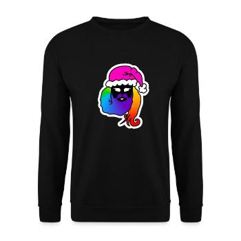 WeihnachtsMann-Frau Androgyn : Sticky Queer Pride - Unisex Pullover - Schwarz - Vorne - Alina (178cm) & Michal (187cm)