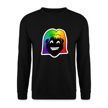 Großer Grinser : Sticky Queer Pride - Unisex Pullover - Schwarz - Vorne - Alina (178cm) & Michal (187cm)