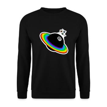 Regenbogen Planet : Sticky Queer Pride - Unisex Pullover - Schwarz - Vorne - Alina (178cm) & Michal (187cm)