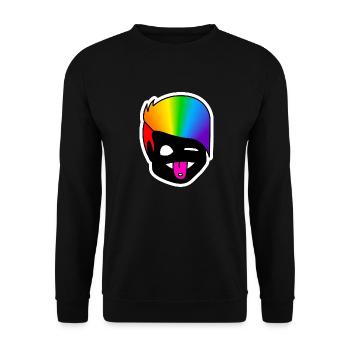 Zwinker Zunge : Sticky Queer Pride - Unisex Pullover - Schwarz - Vorne - Alina (178cm) & Michal (187cm)
