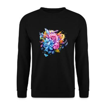 Flowers Hippie soul Groovy Summer time peace love - Unisex Sweatshirt - black - Front - Alina (178cm) & Michal (187cm)