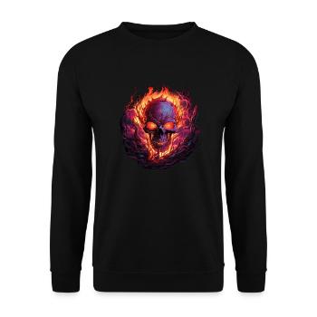 Flammenschädel der Ewigkeit - Unisex Pullover - Schwarz - Vorne - Alina (178cm) & Michal (187cm)