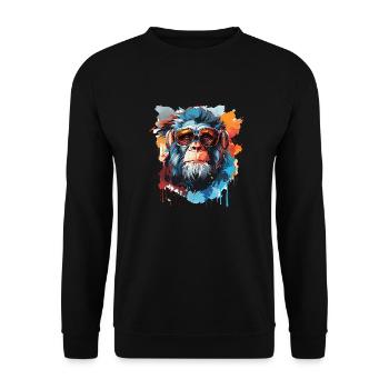 Affenkopf in Cool - Unisex Pullover - Schwarz - Vorne - Alina (178cm) & Michal (187cm)