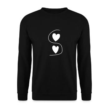 Line Two Hearts Heart Love - Unisex Sweatshirt - black - Front - Alina (178cm) & Michal (187cm)