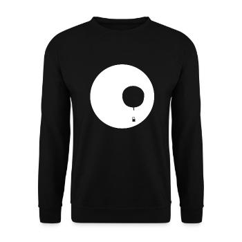 Ballon im Mond - Silhouette des Gasballons - Unisex Pullover - Schwarz - Vorne - Alina (178cm) & Michal (187cm)