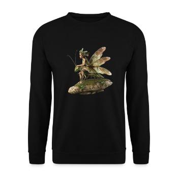 Gute Fee reitet auf einem Heupferd - Unisex Pullover - Schwarz - Vorne - Alina (178cm) & Michal (187cm)