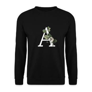 lettre a botanique vert - Sweat-shirt Unisexe - noir - Devant - Alina (178cm) & Michal (187cm)