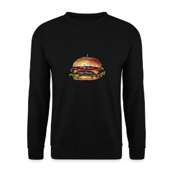 Burger Illustration - Unisex Sweatshirt - black - Front - Alina (178cm) & Michal (187cm)