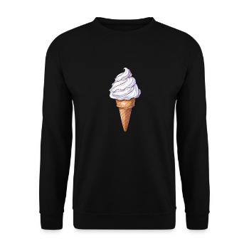 Sommersüße Eistüte Mit Sahnehäubchen - Unisex Pullover - Schwarz - Vorne - Alina (178cm) & Michal (187cm)