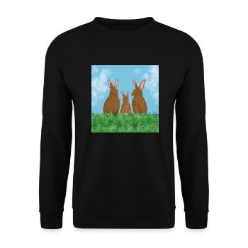 Rabbit family - Unisex Sweatshirt - black - Front - Alina (178cm) & Michal (187cm)