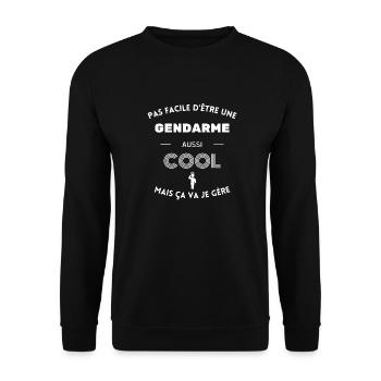 Pas facile d être une gendarme cool ça va je gère - Sweat-shirt Unisexe - noir - Devant - Alina (178cm) & Michal (187cm)