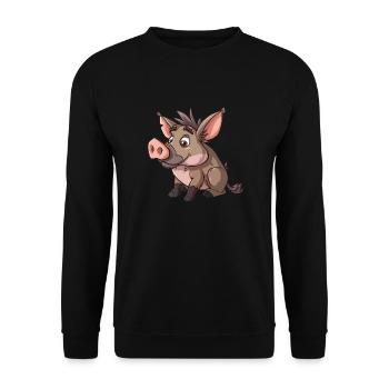 Cute Warthog Cartoon Style - Unisex Sweatshirt - black - Front - Alina (178cm) & Michal (187cm)