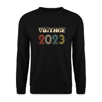 2023 Vintage Vintage Retro Birthday - Original - Unisex Sweatshirt - black - Front - Alina (178cm) & Michal (187cm)