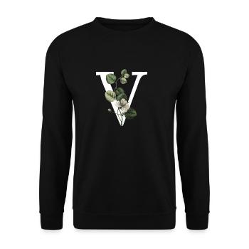 lettre v botanique vert - Sweat-shirt Unisexe - noir - Devant - Alina (178cm) & Michal (187cm)