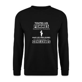 Les meilleures femmes sont gendarmes - Sweat-shirt Unisexe - noir - Devant - Alina (178cm) & Michal (187cm)