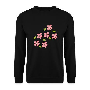 Motif De Fleur Plante Symbole Nature Feuille - Sweat-shirt Unisexe - noir - Devant - Alina (178cm) & Michal (187cm)