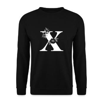 Lettre x floral noir et blanc - Sweat-shirt Unisexe - noir - Devant - Alina (178cm) & Michal (187cm)