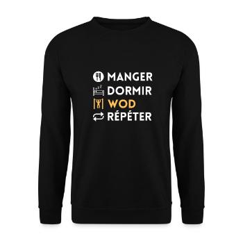 Manger dormir wod répéter - Sweat-shirt Unisexe - noir - Devant - Alina (178cm) & Michal (187cm)
