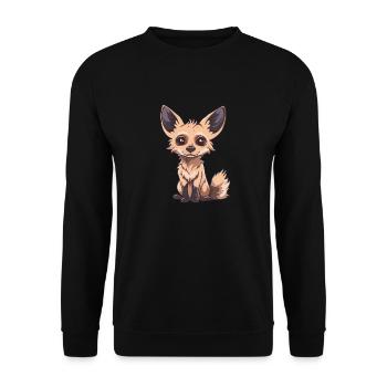 Niedlicher Fuchs Mit Großen Augen - Unisex Pullover - Schwarz - Vorne - Alina (178cm) & Michal (187cm)