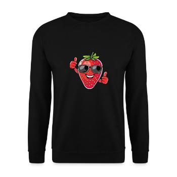 Erdbeere Sonnebrille Sommer Frucht - Unisex Pullover - Schwarz - Vorne - Alina (178cm) & Michal (187cm)