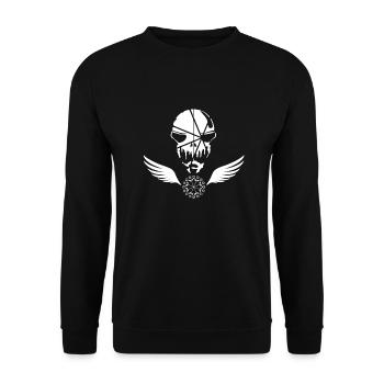 Biker Skull Bind T-Shirt - Unisex Pullover - Schwarz - Vorne - Alina (178cm) & Michal (187cm)