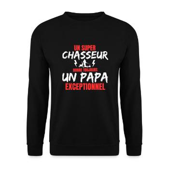 HUNTER DAD - Unisex Pullover - Schwarz - Vorne - Alina (178cm) & Michal (187cm)