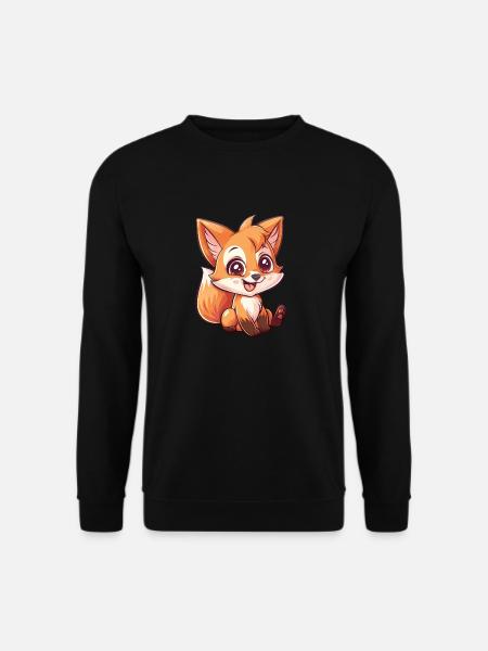 Cute Fox Cartoon Character - Unisex Sweatshirt - black