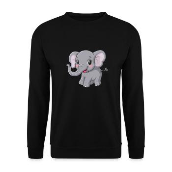 Cute Gray Elephant Friend - Unisex Sweatshirt - black - Front - Alina (178cm) & Michal (187cm)