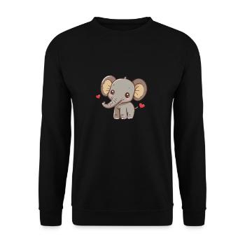 Cute elephant with hearts - Unisex Sweatshirt - black - Front - Alina (178cm) & Michal (187cm)