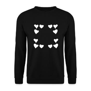 Hearts Pattern Frame Square Heart - Unisex Sweatshirt - black - Front - Alina (178cm) & Michal (187cm)