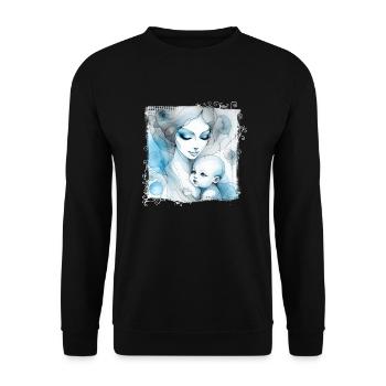 Blumen Frauen Mädchen Mode Design Kunst Weiblicher Stil - Unisex Pullover - Schwarz - Vorne - Alina (178cm) & Michal (187cm)