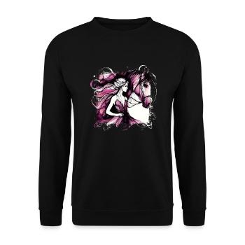 Blumen Frauen Mädchen Mode Design Kunst Weiblicher Stil - Unisex Pullover - Schwarz - Vorne - Alina (178cm) & Michal (187cm)