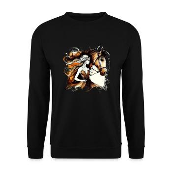 Blumen Frauen Mädchen Mode Design Kunst Weiblicher Stil - Unisex Pullover - Schwarz - Vorne - Alina (178cm) & Michal (187cm)