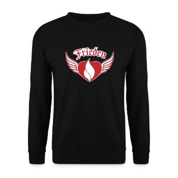 PEACE - HEART - Unisex Sweatshirt - black - Front - Alina (178cm) & Michal (187cm)