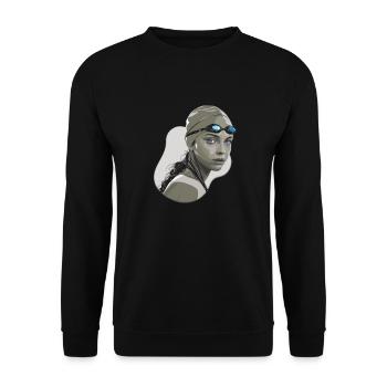 Le nageur inflexible aux yeux bleus - Sweat-shirt Unisexe - noir - Devant - Alina (178cm) & Michal (187cm)