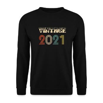 2021 Vintage Vintage Retro Birthday - Original - Unisex Sweatshirt - black - Front - Alina (178cm) & Michal (187cm)