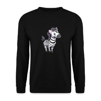 Niedliches Zebra Cartoon Für Kinder - Unisex Pullover - Schwarz - Vorne - Alina (178cm) & Michal (187cm)